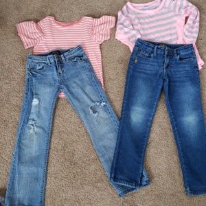 Girls 2 pair Lucky Jeans 2 tops size 6